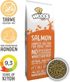 WOOOF Zalm - Geperst Hondenvoer - Hypoallergeen Hondenvoer - Geperste Hondenbrokken - Droogvoer - 18KG