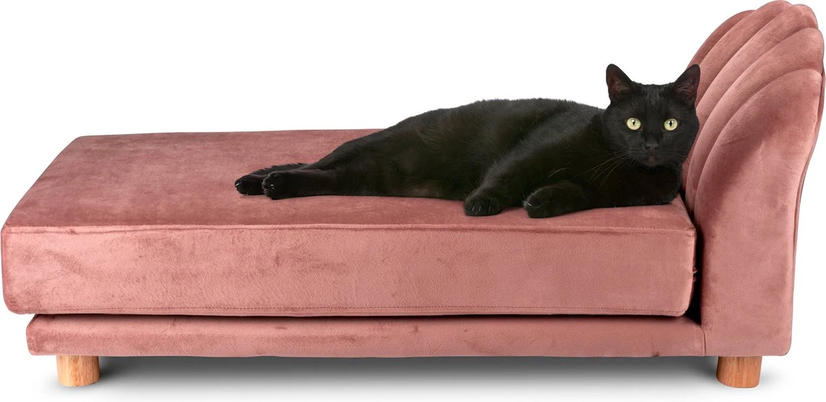 Maxxpro Katten- En Hondenbank - Roze - Verhoogd Met Houten Poten - Fluweel Materiaal - 90 X 44 X 34 CM - Huisdieren Tot 80 KG